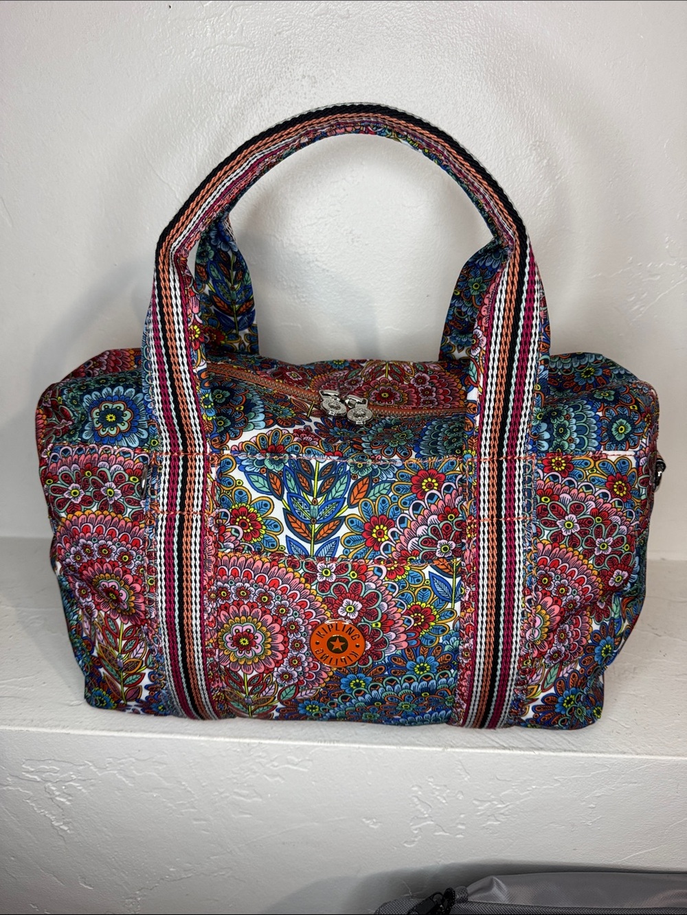 Kipling multicolor floral print nylon small duffle bag